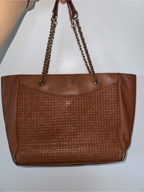 Tory Burch Bryant Embossed Leather Tote brawn